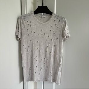 IRO PARIS Distressed Linen T-shirt Ecru